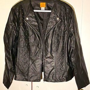 black leather jacket